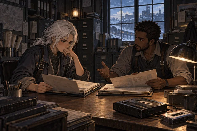 Scene featuring Elin Varesh: left, with the open folder