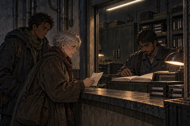 Scene featuring Arik Vardin: left, standing behind Helena
